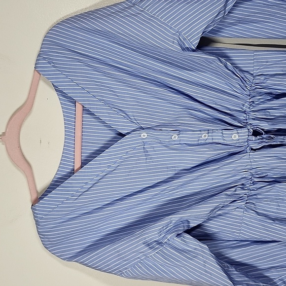 Anthropologie Harshman button back blouse in subtle pinstripe blue motif Small - Picture 5 of 13